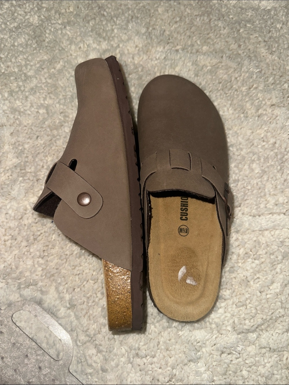 Women’s Brown Slip-On Clog Mule with Adjustable Strap